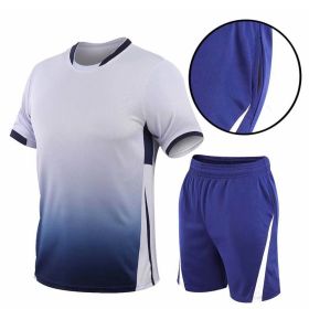 Summer Gradient Digital Printing Loose Short-sleeved T-shirt Two-piece Summer Plus Size Shorts Suit Men (Option: White-4XL)