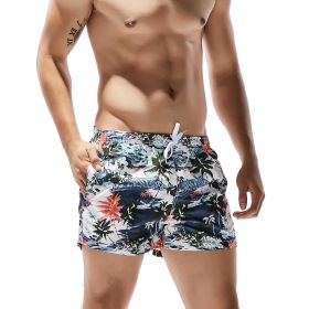 Men's Beach Pants Coconut Print Quick-dry Pants Fashion Casual Shorts (Option: White-XL)