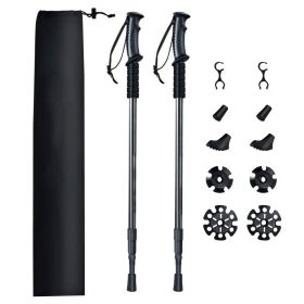 Camping & Hiking Adjustable Anti-Shock Hiking Walking Climbing Sticks (Color: Black B, Type: Trekking Poles)