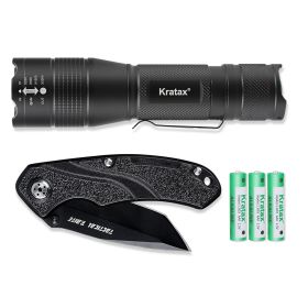 5.3oz Small & Extremely Zoomable LED Tactical Handheld Flashlight with Knife (Condition: New)