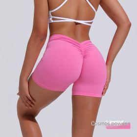 Women's Nylon Tight Shorts Training Sports Running (Option: Calliopsis Pink-M)