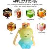 Cute Water Bottle 27oz With Strap Portable Leakproof BPA-free Kawaii Bear Straw Drink Bottles