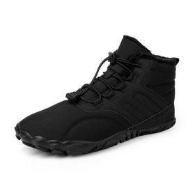 Fleece-lined Warm Five-finger Outdoor Sports Cotton Shoes Boots Wear-resistant Non-slip (Option: Black-42)