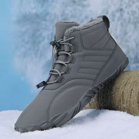 Fleece-lined Warm Five-finger Outdoor Sports Cotton Shoes Boots Wear-resistant Non-slip (Option: Gray-43)