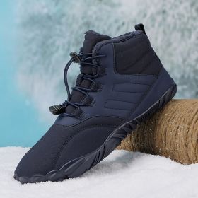 Fleece-lined Warm Five-finger Outdoor Sports Cotton Shoes Boots Wear-resistant Non-slip (Option: Blue-45)